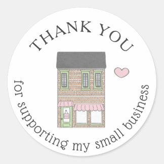 Sticker Rond Merci Small Business Shop Heart