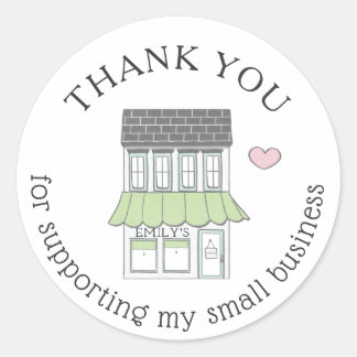Sticker Rond Merci Small Business Shop Heart Personnalisé