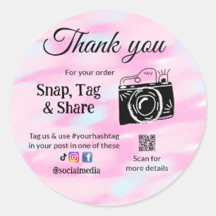 Sticker Rond Merci snap tag partager caméra multimédia ajouter