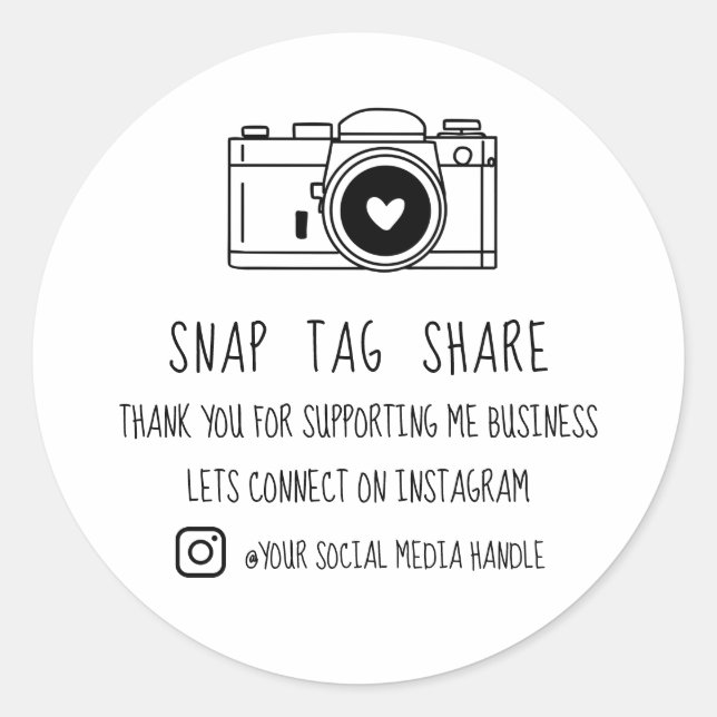 Sticker Rond Merci Snap Tag Share Social Media (Devant)
