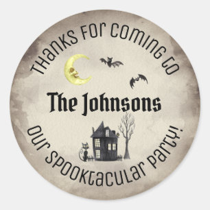 Sticker Rond Merci Spooktacular Halloween Party Favoriser Sepia