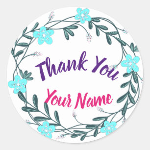 Sticker Rond Merci Sticker, Ajoutez Votre Nom,