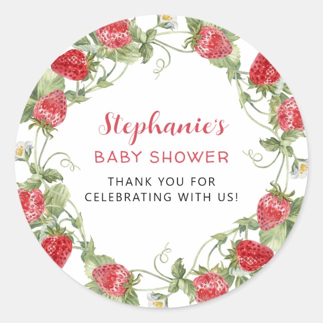 Sticker Rond Merci sucré aux fraises (Devant)