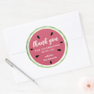 Sticker Rond Merci Summer Sweet Watermelon Baby shower