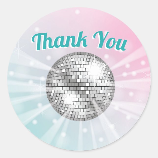Sticker Rond Merci Super du Baby shower Disco Ball (Devant)