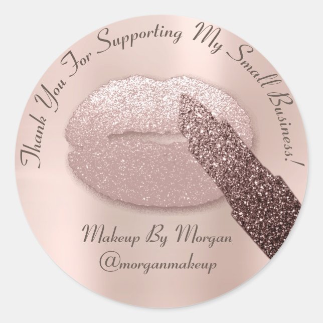 Sticker Rond Merci Support maquillage pour petites entreprises  (Devant)