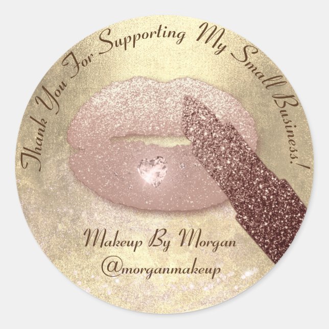 Sticker Rond Merci Support Petites entreprises maquillage Lips  (Devant)