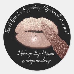 Sticker Rond Merci Support Petites entreprises Maquillage Lips
