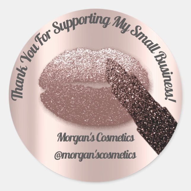Sticker Rond Merci Support Rose de maquillage pour petites entr (Devant)