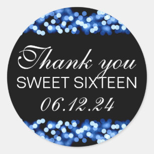 Sticker Rond Merci Sweet 16 Hollywood Glam Blue