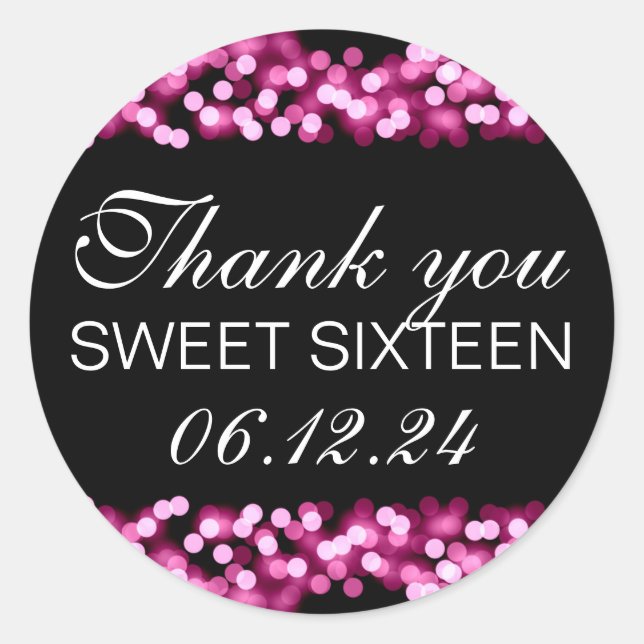 Sticker Rond Merci Sweet 16 Hollywood Glam rose (Devant)