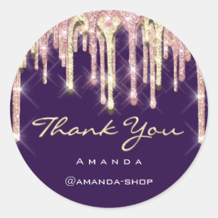 Sticker Rond Merci Sweet 16e Rose nuptiale Drip Purple