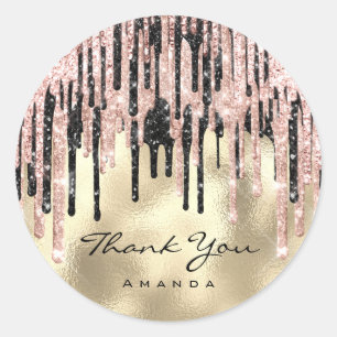 Sticker Rond Merci Sweet 16th Fête des mariées Rose Gold Drips