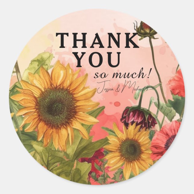 Sticker Rond 🌻 Merci tant de pétales ensoleillés et fleurs d'a (Devant)