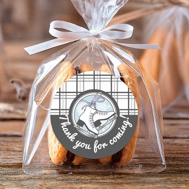 Sticker Rond Merci Tartan moderne Ice Skating Favoriser (Créateur téléchargé)