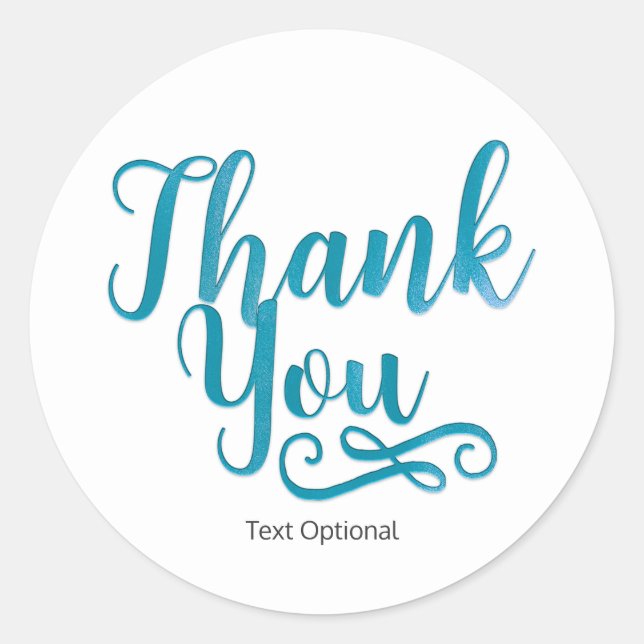 Sticker Rond MERCI Teal Type-ANY COLOR Favor personnalisé (Devant)