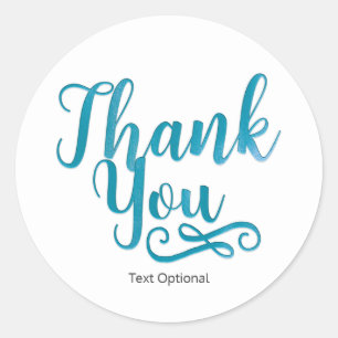 Sticker Rond MERCI Teal Type-ANY COLOR Favor personnalisé