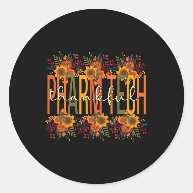 Sticker Rond Merci Technologue en pharmacie Thanksgiving Pharma (Devant)