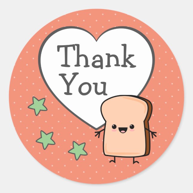 Sticker Rond Merci Toast Cute (Devant)