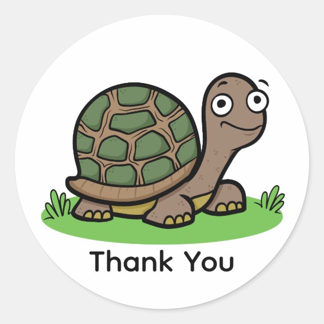 Sticker Rond Merci tortue drôle  (Devant)