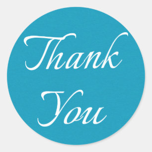 Sticker Rond Merci Turquoise Bleu Et Blanc