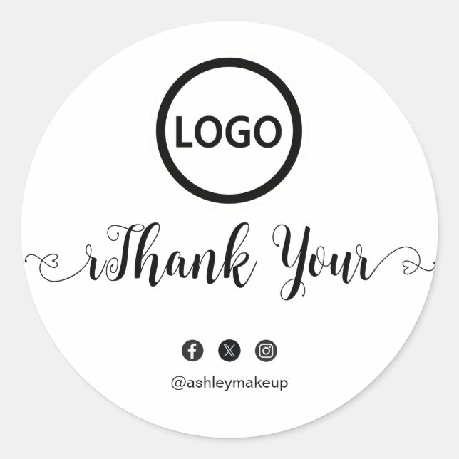 Sticker Rond Merci Typographie Brush Logo Simple Classic Rou (Devant)