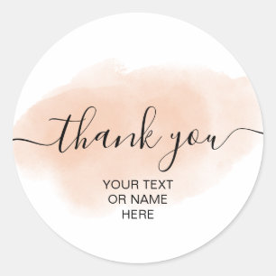 Sticker Rond Merci typographie minimaliste blush rose logo cl