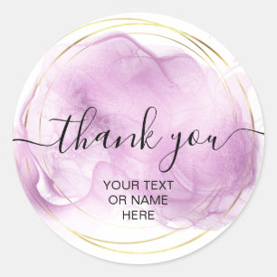 Sticker Rond Merci typographie minimaliste logo violet