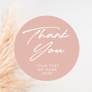 Sticker Rond Merci typographie minimaliste rose