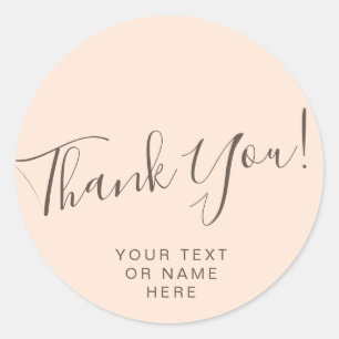 Sticker Rond Merci typographie minimaliste rousse rose classiqu
