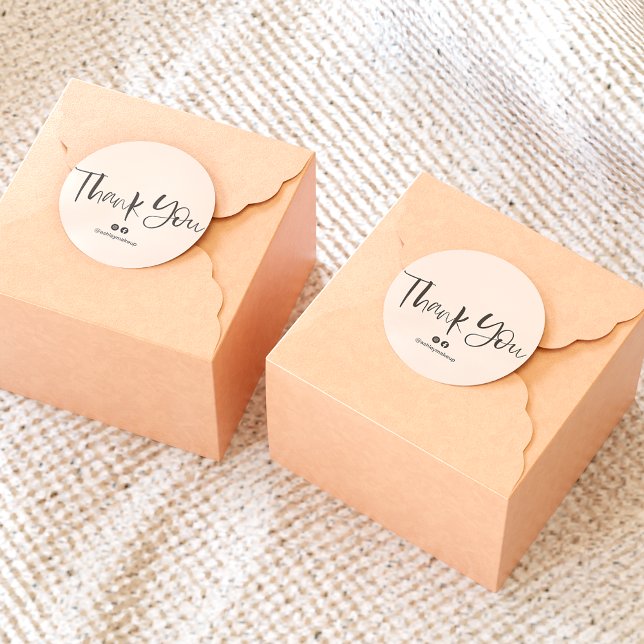 Sticker Rond Merci typographie police de police pastel blush ro (Créateur téléchargé)