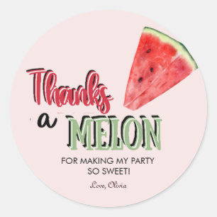 Sticker Rond Merci un Melon Pastèque Merci d'anniversaire