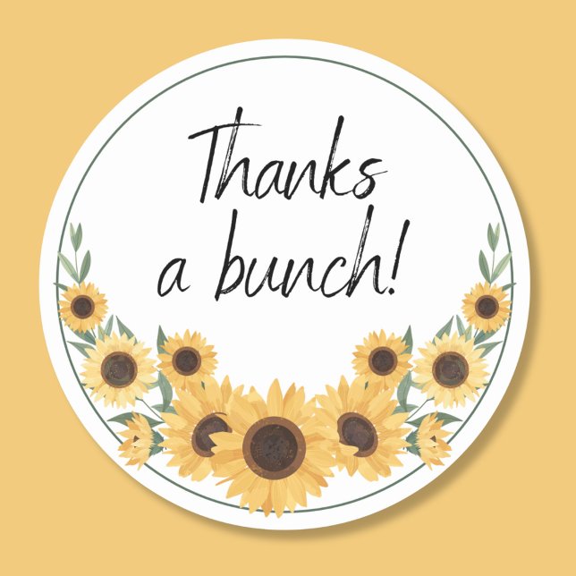 Sticker Rond Merci un Merci de tournesol Bunch (Créateur téléchargé)