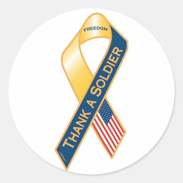Sticker Rond Merci Un Soldat (Devant)