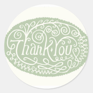 Sticker Rond Merci vert de fleur