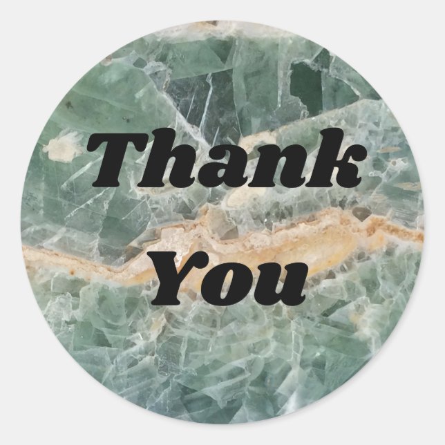 Sticker Rond Merci Vert Jaune Fluorite Photo Appréciation (Devant)