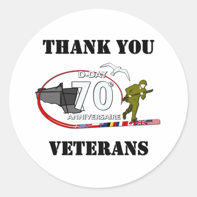 Sticker Rond Merci vétérans - Thank you veterans (Devant)