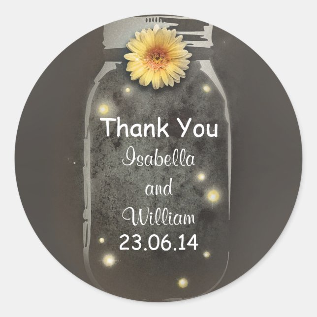 Sticker Rond merci vintage bocal de mason rustique (Devant)
