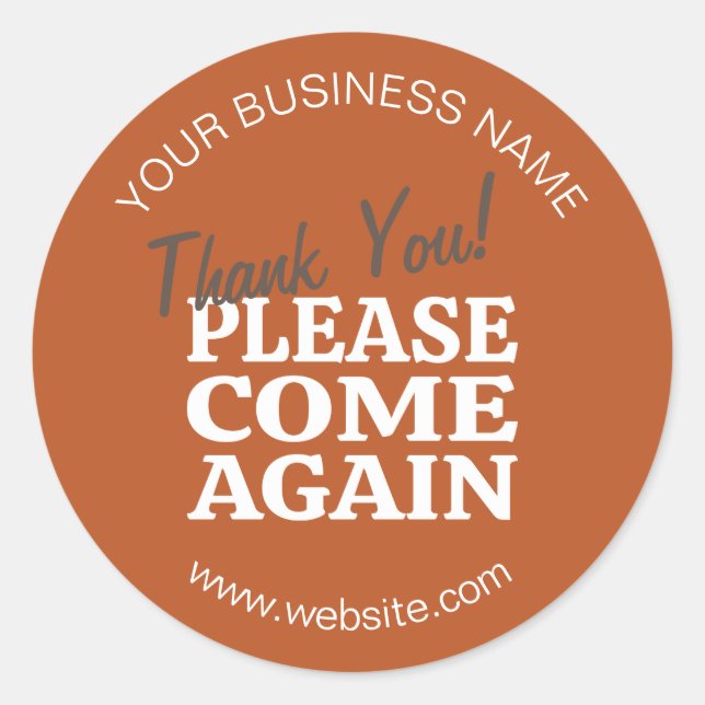 Sticker Rond Merci Vintage orange (Devant)
