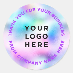 Sticker Rond Merci Votre entreprise Logo violet Holographique