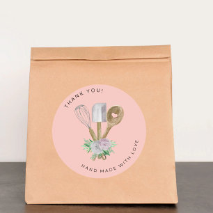 Sticker Rond Merci Watercolor Bakery