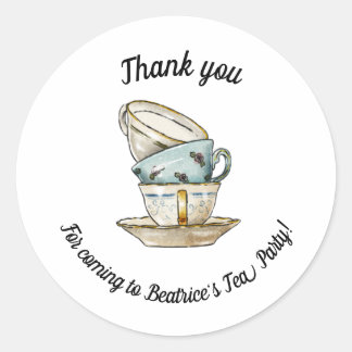 Sticker Rond Merci watercolor tea