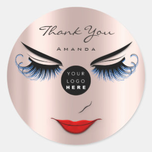 Sticker Rond MerciName Eyelash Sweet 16th Rose Logo Qr Rose