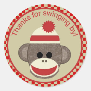 Sticker Rond Mercis de singe de chaussette de l'oscillation par