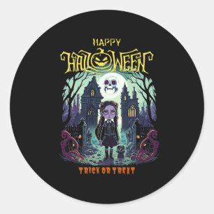 Sticker Rond Mercredi Costume Halloween Pour Enfants Et Pa