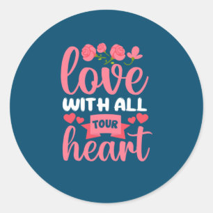Sticker Rond Mère Art Amour Avec Tout Tour Coeur