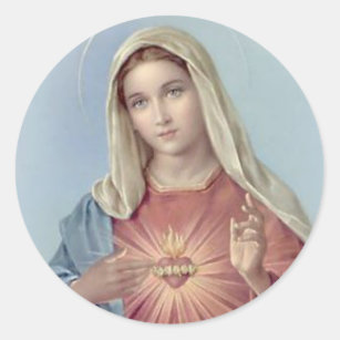Sticker Rond Mère bénie par Mary impeccable de coeur