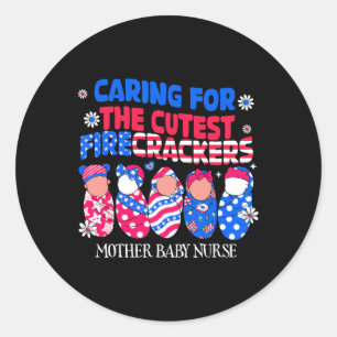 Sticker Rond Mère Byby Nurse Patriotique Usa Drapeau American I