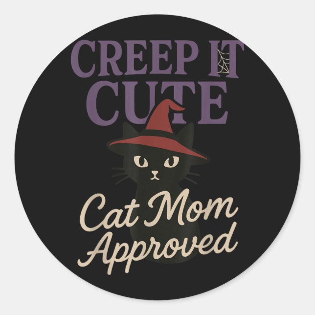 Sticker Rond Mère Chat Horreur Chat Noir Épouvantable Halloween (Devant)