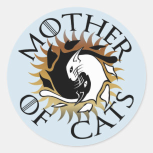 Sticker Rond Mère d'autocollant rond de chats